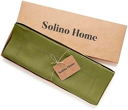 Solino Home 100% Pure Linen Woven Placemats Avocado, 14 x 19 in, Set of 4 - Image 3