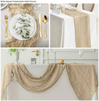20 Pack Beige Cheesecloth Table Runner 17x108 Inch Boho Wrinkled Sheer Gauze Cheese Cloth Table Runner Bulk Decor for Wedding, Bridal Shower, Birthday Party - Image 4