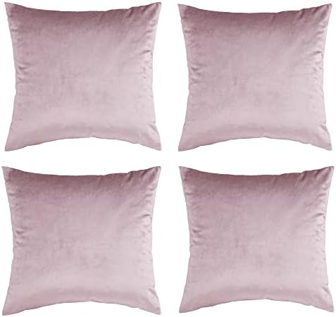 GIGIZAZA Velvet Blush Pink Throw Pillow Covers Decorative Cushion Covers Pillow Cases Sham for Sofa Couch (20x20inch(50x50cm)-4pcs, Blush Pink) by GIGIZAZAFocusingonhomedecoration