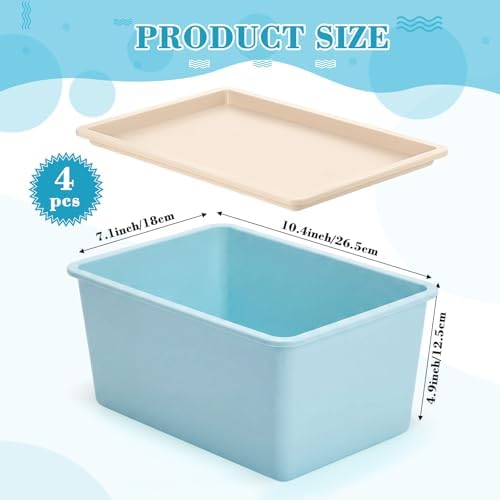 Menkxi 4 Pcs Storage Bins with Lids, Red, Green, Yellow, Blue, Small - Image 2