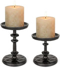 Black Cast Iron Pillar Candle Holders Set of 2 Farmhouse Candlesticks by Novyxis