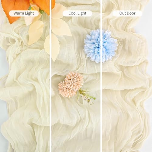 16 Pack Ivory Table Runner 10FT Cheesecloth Table Runner Boho Gauze Table Runners Long Rustic Sheer Fabric Cream Table Runners for Wedding Party Bridal Shower Farmhouse & Home Decor - Image 3