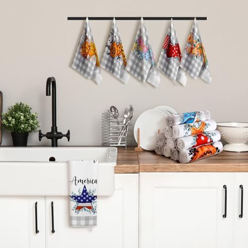 FuWeave Vigor Plaid 20 Pcs Seasonal Holiday Kitchen Hand Towels Set - Image 2