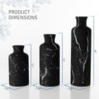 Creative Scents Black Marble Look 3pc Vase Set – Boho Vases for Decor, Modern Vases for Holding Pampas Grass, Dried/Fresh Flowers, Vases for Living Room - Kitchen, Bedroom, Office, Shelf Decor - Image 4