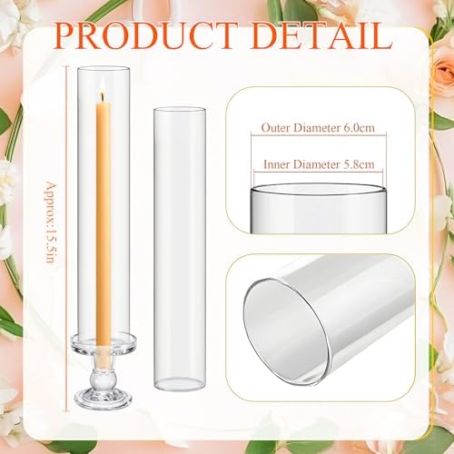 Teenyyou 24 Set Glass Hurricane Pillar Candle Holders Candlestick 12.6" - Image 4
