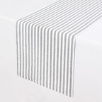 Solino Home 100% Linen Table Runner, 14 x 108 in, Grey and White Striped - Image 2