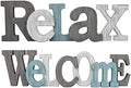 Rustic Wood Relax Welcome Sign Wooden Block Letter Wall Decor Hanging Word by Veclotch