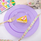 FLOWERCAT 60PCS Purple Plates - Heavy Duty Purple Plastic Plates Disposable for Easter Party/Wedding - Include 30PCS 10.25" Dinner Plates and 30PCS 7.5" Dessert Plates - Image 4