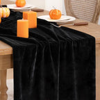 DeZerlor 3pcs Black Fall Winter Velvet Table Runner 20 x 120 Inch by DeZerlor