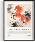 Year of the Fire Horse 2026 Poster, Chinese Zodiac Horse Wall Art, Lunar New Year Asian Art Print, Decor Minimalist by Unknown