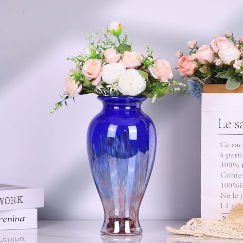Blue Hand Blown Glass Vase 11.8" Tall Beautiful Designer Flower Vase - Image 5