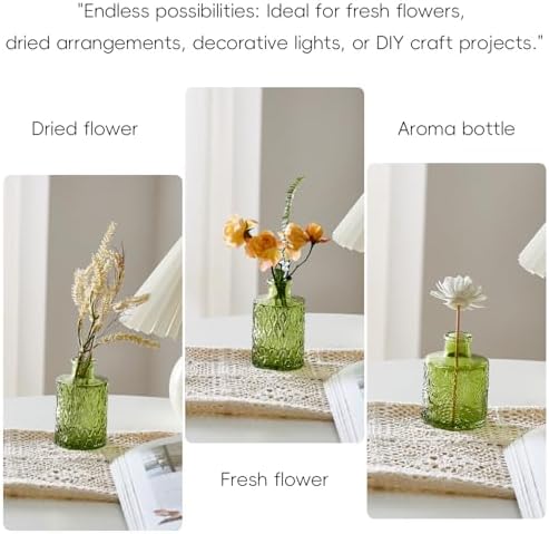 Glass Bud Vases Set of 16 - Green Assorted Small Mini Glass Vases for Flowers, Crystal Vintage Vase Set, Bulk Centerpieces for Table Décor, Wedding, Home and Events (Green, 16 Pcs) - Image 5