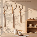 Tegeme 3 pcs Macrame Wall Hanging decor, Woven Tassel, Beige, Wood - Image 4