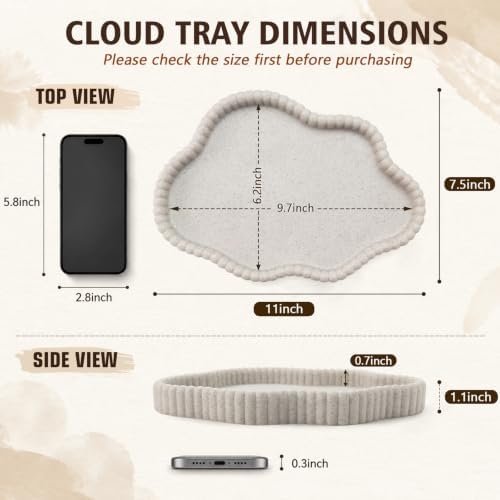 Coffee Table Tray for Home Decor,11" Cloud Sandstone Decorative Tray for Coffee Table Decor,Modern Organizer for Living Room&Kitchen Counter(Model B) - Image 4