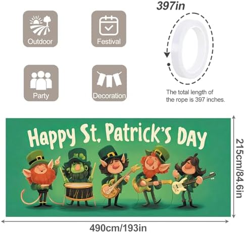 7 * 16FT Summer Garage Door Cover Decorations Sunset Palm Trees Garage Door Banner for Outdoor Indoor Summer Party Photography Backdrop (Happy St. Patrick's Day, 7 * 16 ft) - Image 2
