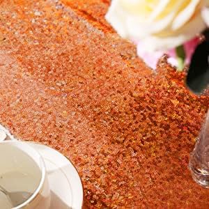6 Pack Orange Sequin Table Runner 12 x 72 Inch - Image 4