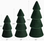 Christmas Decorations - Set of 3 Velvet Ceramic Christmas Trees (Green) - Image 2