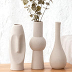 Ceramic Vase Set of 3 White Home Decor Modern Farmhouse Style Living Room Ornament Dining Table Room Pottery Small Vases for Dried Flowers by VASETOPIA