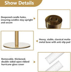 Gold Hurricane Candlestick Candle Holders - Set of 12, Brass, Fluted Glass - Image 6