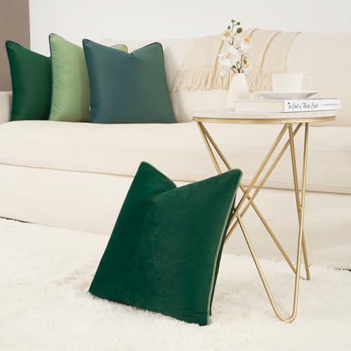 MONDAY MOOSE Decorative Throw Pillow Covers Cushion Cases, Set of 4 Soft Velvet Modern Double-Sided Designs, Mix and Match for Home Decor, Pillow Inserts Not Included (22x22 inch, Sage/Dark Green) - Image 6