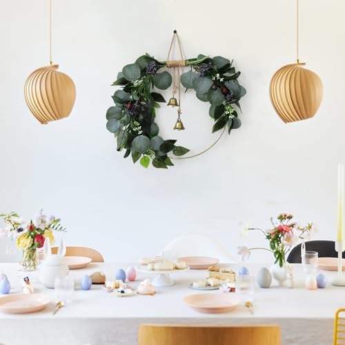 Eucalyptus Wreath for Front Door Artificial Eucalyptus Wreath Olive Fruit and Blueberry with Green Leaf Spring Summer All Season for Farmhouse Front Porch Window Hanging Wall Party Decor - Image 6