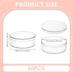 AHANDMAKER 50PCS Clear Round Organizer Box 3"x1" Small Acrylic Containers with Lids Circular Candy Box for Bead Jewelry Storage Wedding Graduation Gift Craft Decorations - Image 2