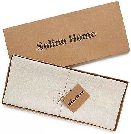 Solino Home 100% Pure Linen Table Runner Natural Long, Athena 14 x 144 in - Image 5