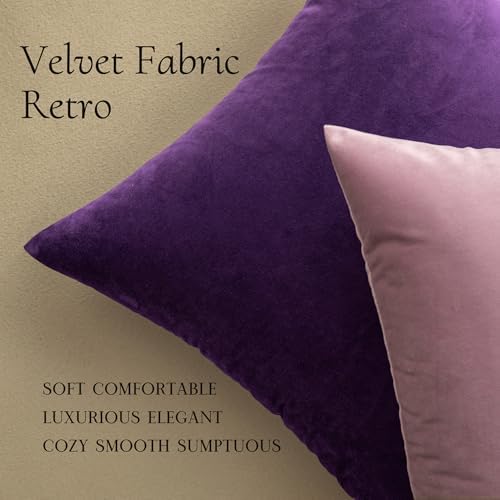 MIULEE 26x26 Inch Pack of 2 Euro Velvet Throw Pillow Covers Eggplant Purple - Image 5