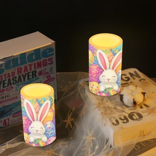 Easter Decorations Indoor Candles Rabbit Eggs Flameless Candles with Remote and Timer 2 Pack Battery Operated Easter Themed LED Candles for Festival Gift Home Room Decor - Image 6