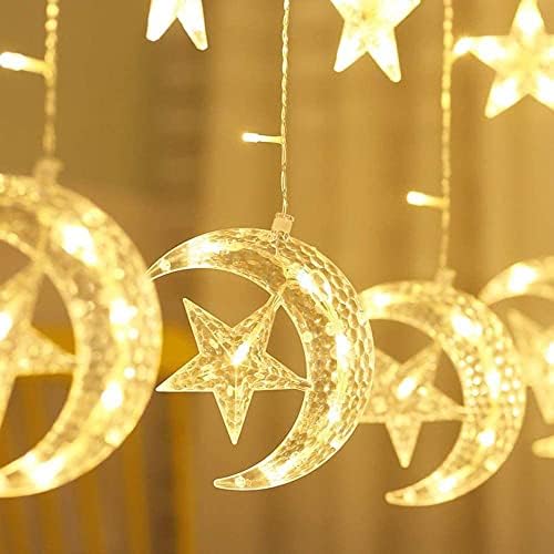 FUCHSUN 138 LED Moon Star Curtain String Lights Crescents Ramadan Lights - Image 2