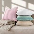 decorUhome Cream White Throw Pillow Covers 26x26 Set of 2 - Image 4