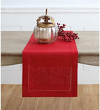 Solino Home 100% Pure Linen Table Runner Red, Classic Hemstitch 14 x 132 in by SolinoHome