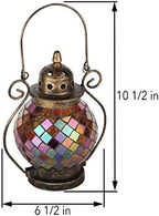 Lily's Home Decorative Candle Lanterns, Mosaic Glass and Wrought Iron Tea Light Candle Holder for Indoor or Outdoor Hanging Lantern. Candle NOT Included. Orange and Gold - Image 3