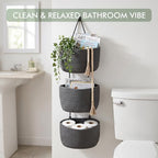 Wall Hanging Rope Baskets 3-Tier Boho Organizers (Gray & Black, Large) - Image 6
