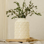 Ceramic Flower Vase, 7.28” Rustic Farmhouse Decorative Vase for Home Decor, Beige Textured Pottery Vase for Pampas Grass, Living Room, Entryway, Mantel, Kitchen Table, Centerpiece - Image 4