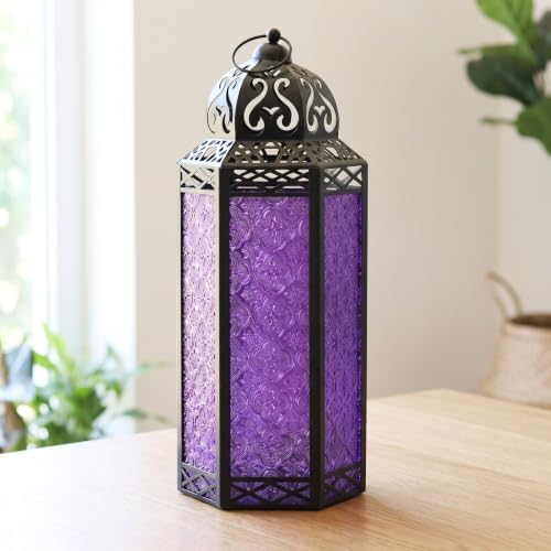 Vela Lanterns Decorative Indoor Tall Floor Candle Holder, Purple, XL by VelaCandleLanterns
