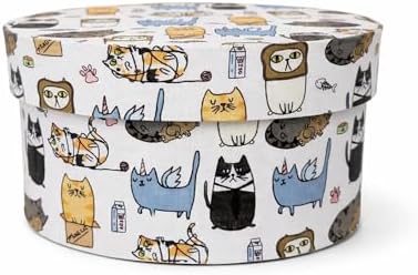 Sarah's Hat Boxes – Cats Print Decorative Gift Box | Elegant Reusable Storage Boxes for Gifts, Keepsakes, Jewelry, or Special Items | Unique Printed Design by SarahsHatBoxes