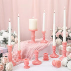 Mumufy 10 Pcs Glass Taper Crystal Candle Holders,Classic,Cream Pink - Image 4