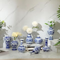 Dandat 8 Pcs Small Blue and White Ceramic Vase, Chinoiserie Floral,Fresh by Dandat