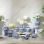 Dandat 8 Pcs Small Blue and White Ceramic Vase, Chinoiserie Floral,Fresh by Dandat