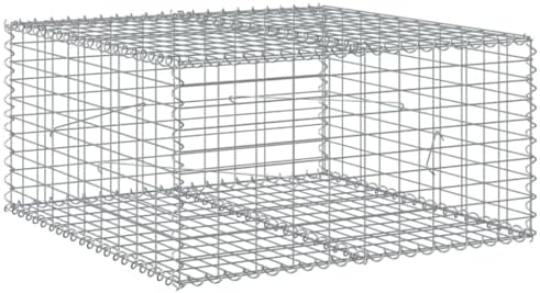 vidaXL Gabion Basket with Cover 39.4"x39.4"x19.7" Galvanized Iron - Image 7
