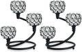 Metal Crystal Candle Holder Set of 2 - Elegant 3-Arm Metal Tea Light Centerpiece with Shining Crystal Bowl, Wedding Anniversary Table Decor for Dining, Party (Black, 2 Pcs 3 Arm) by kehail