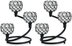 Metal Crystal Candle Holder Set of 2 - Elegant 3-Arm Metal Tea Light Centerpiece with Shining Crystal Bowl, Wedding Anniversary Table Decor for Dining, Party (Black, 2 Pcs 3 Arm) by kehail