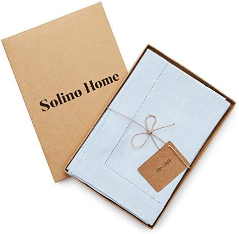 Solino Home 100% Pure Linen Dinner Napkins Light Blue, 20 x 20 in, Set of 4 - Image 4