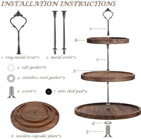 Wooden 3 Tier Cupcake Dessert Table Display Stand with Swing - Image 3