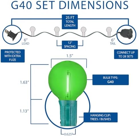 Novelty Lights G40 LED Mardi Gras String Lights, 25 Shatterproof Bulbs - Image 2