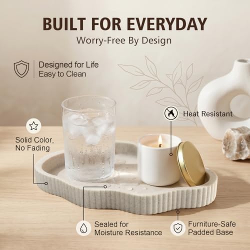 Coffee Table Tray for Home Decor,11" Cloud Resin Decorative Tray for Coffee Table Decor,Modern Organizer for Living Room&Kitchen Counter(Model A Black) - Image 4