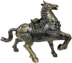 Briskfeel Metal Ornament Galloping Horse Statue Classic Bronze Finish Luxury Home Decor Multi Functional Sculpture for Living Room Office Desk Feng Shui Art (D4 Brass) - Image 2