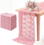 Newwiee 10 Pcs Lace Table Runner Floral, 31.5''x120'', Rose Pink by Newwiee