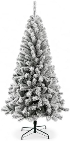 CHILLSUN 7.5ft Pre-Lit Flocked Christmas Tree with Dual-Color LED Lights by CHILLSUN